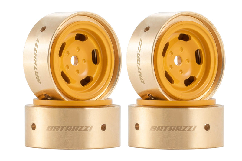 BATRAZZI 0.9" Aluminum Star Road Wheels Yellow 4pcs for SCX24/CR24/FCX24M (D90/D110)