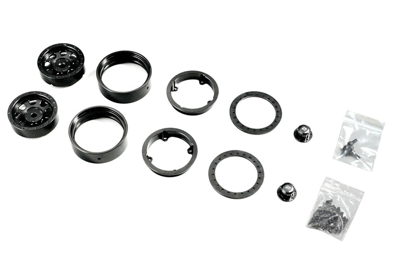 BATRAZZI 1.9" Aluminum D-Hole Beadlock Wheels Black (2pcs)