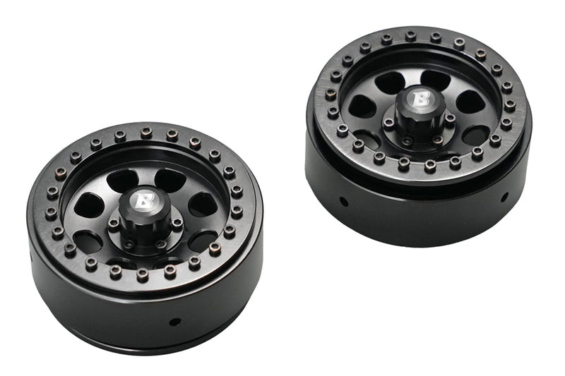 BATRAZZI 1.9" Aluminum D-Hole Beadlock Wheels Black (2pcs)