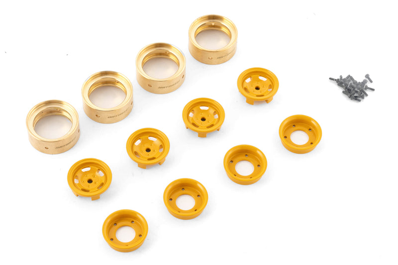 BATRAZZI 0.9" Aluminum Star Road Wheels Yellow 4pcs for SCX24/CR24/FCX24M (D90/D110)