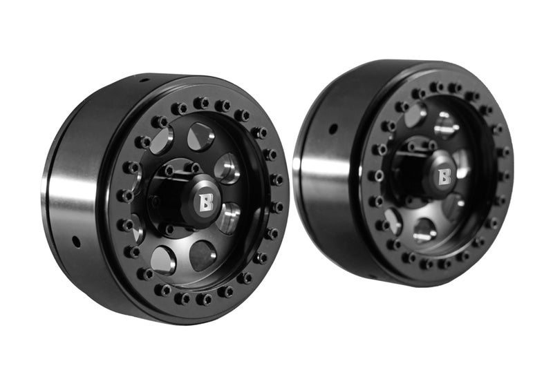 BATRAZZI 1.9" Aluminum D-Hole Beadlock Wheels Black (2pcs)