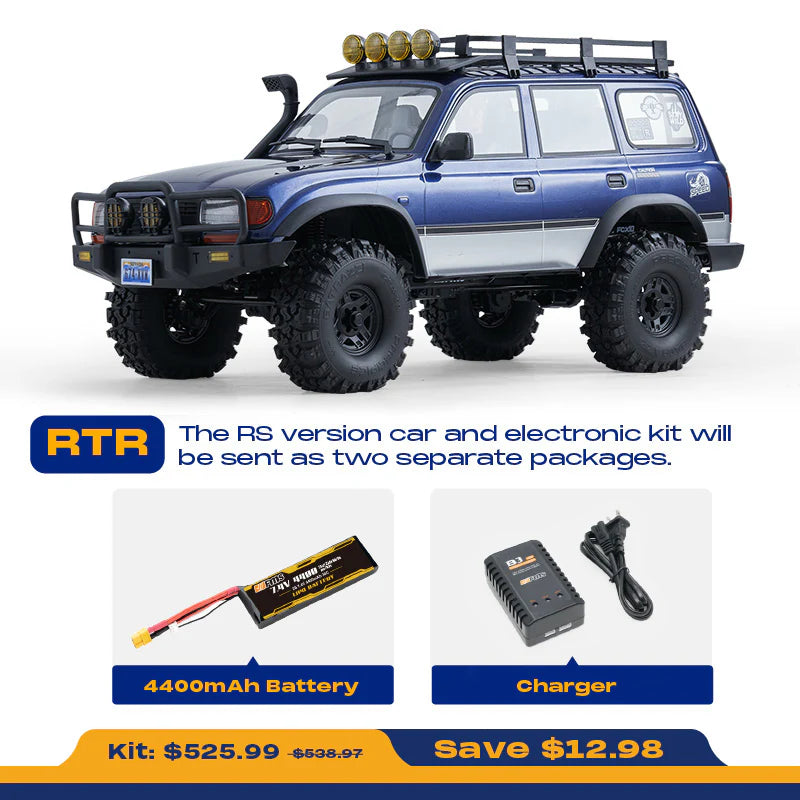 ホビーラジコン FMS 1:10 FCX10 TOYOTA LC80 LAND CRUISER 1:10 LC80 RC Crawler | RTR 4WD, Roof Rack, Lights | FMS Hobby