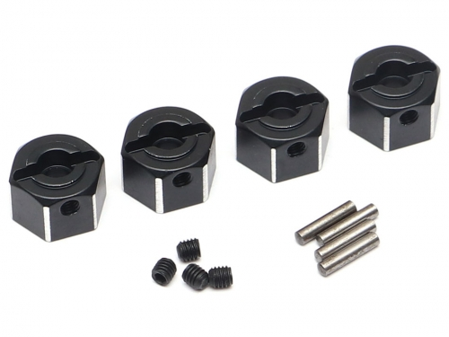 Boom Racing 8mm Wide Aluminum 12mm Hex (for 5mm Shaft) with Pins & Set Screws (4) Black for BRX01