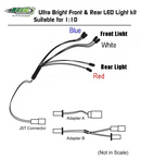 Boom Racing Super Bright LED Light Kit Set (Headlight and Taillight) with Light Holders