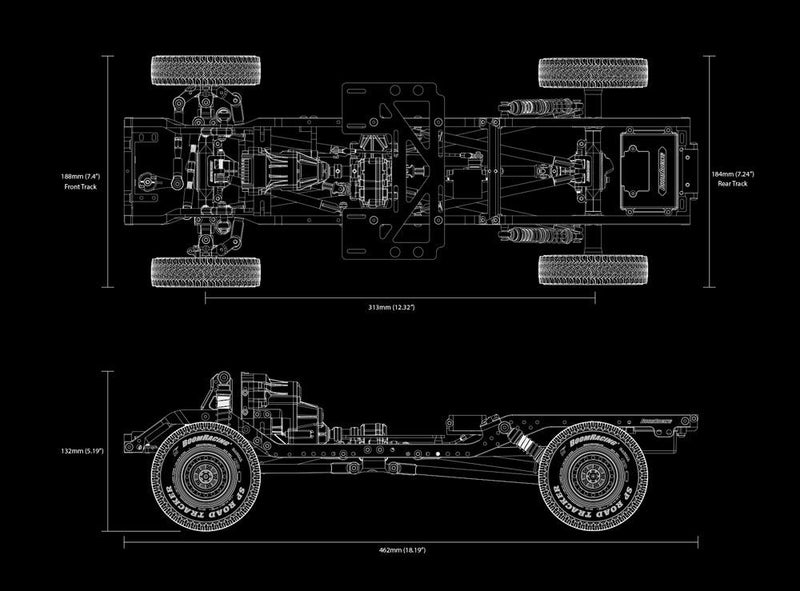 Boom Racing 1/10 4WD RC Chassis Kit w/ Killerbody LC70 Hard Body Kit Set for BRX01