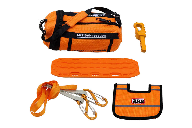 RC Simulation First Aid Kit – Recovery Board, Rescue Rope, Rescue Hook, Cable Flag for 1/10 & 1/12 RC Crawler