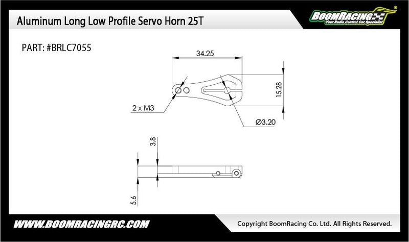 Boom Racing Aluminum Long Low Profile Servo Horn 25T Black for BRX01