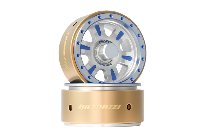 BATRAZZI Aluminum 1.2" Rogue Beadlock Wheels Silver with bold blue accents (2pcs)