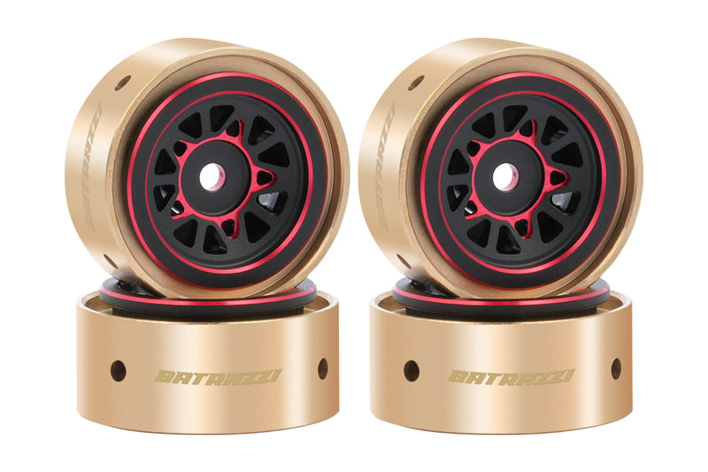 Batrazzi 0.9” Aluminum Night Racer Beadlock Wheels with Brass Weights (4pcs)