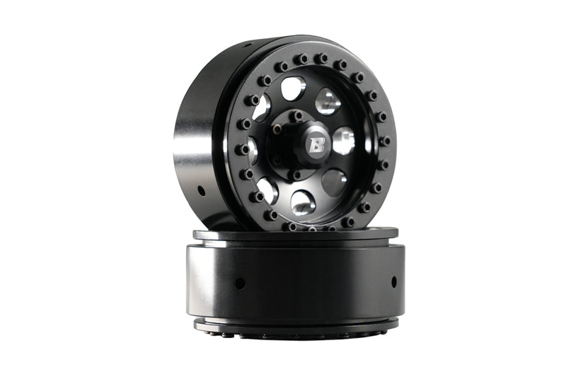 BATRAZZI 1.9" Aluminum D-Hole Beadlock Wheels Black (2pcs)