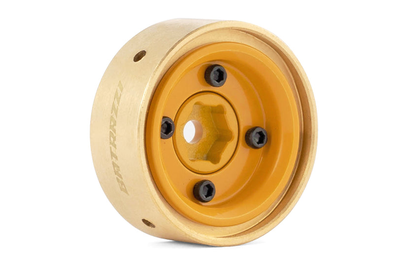 BATRAZZI 0.8" Aluminum 4-Slot Road Wheels Yellow 4pcs for SCX24/CR24/FCX24M (Discovery/Range Rover)