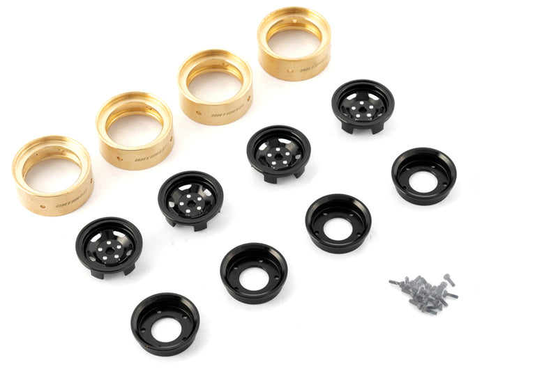 BATRAZZI 0.9" Aluminum Star Road Wheels Black 4pcs for SCX24/CR24/FCX24M (D90/D110)