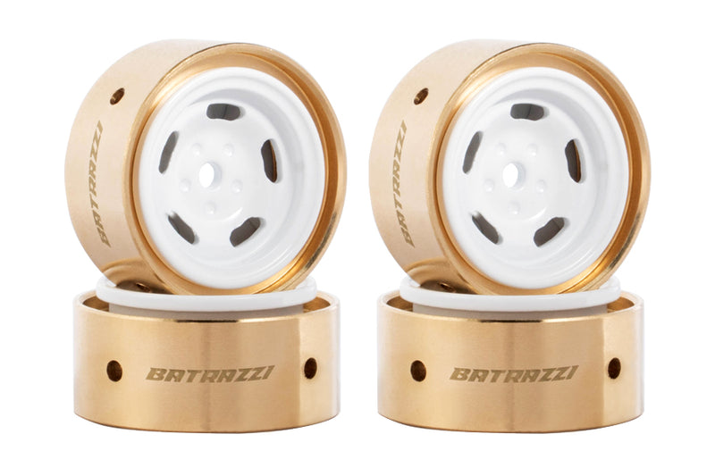 BATRAZZI 0.9" Aluminum Star Road Wheels White 4pcs for SCX24/CR24/FCX24M (D90/D110)