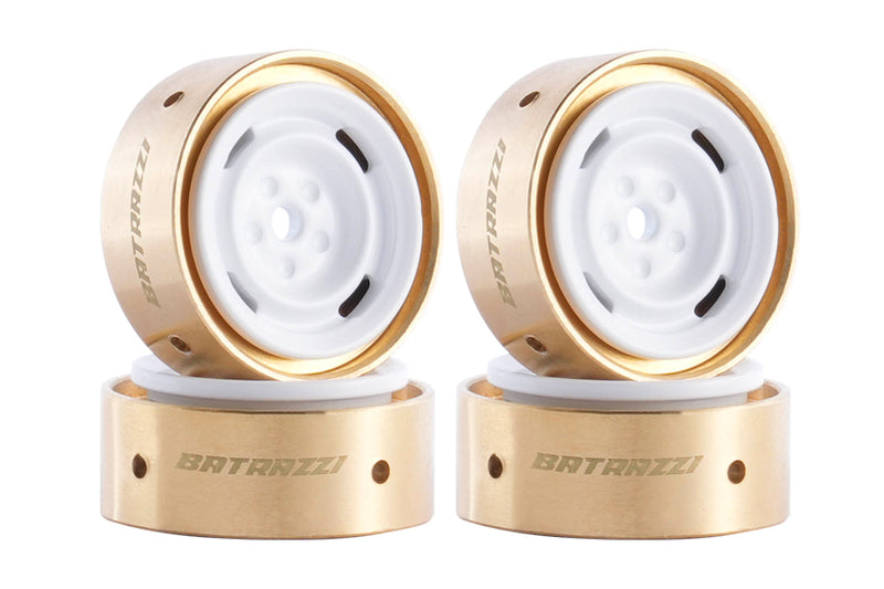 BATRAZZI 0.8" Aluminum 4-Slot Road Wheels White 4pcs for SCX24/CR24/FCX24M (Discovery/Range Rover)