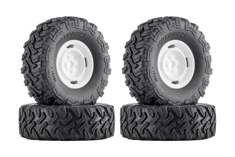 BATRAZZI 0.8" Aluminum 4-Slot Road Wheels White 4pcs for SCX24/CR24/FCX24M (Discovery/Range Rover)