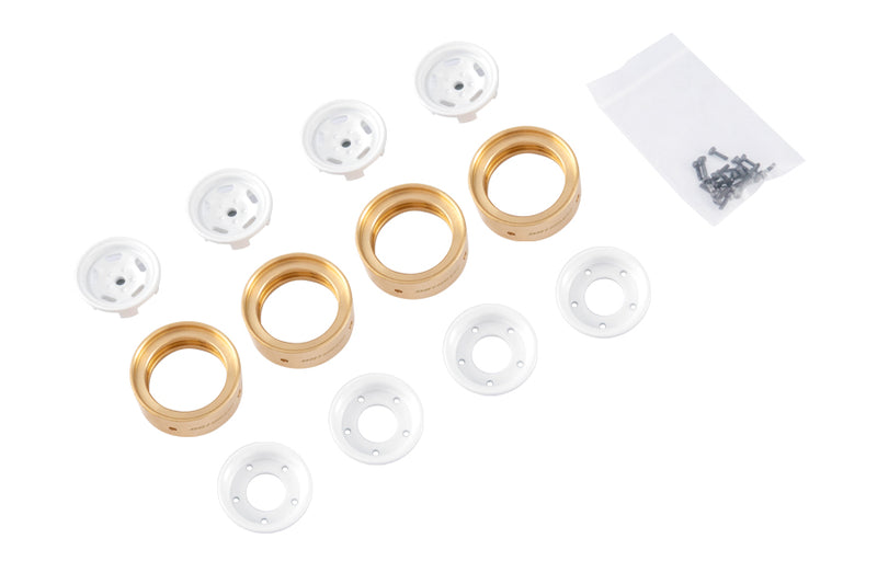 BATRAZZI 0.9" Aluminum Star Road Wheels White 4pcs for SCX24/CR24/FCX24M (D90/D110)