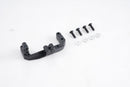 Black FCX10 steering servo mount with screws and washers