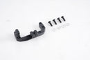 Black FCX10 steering servo mount with screws and washers
