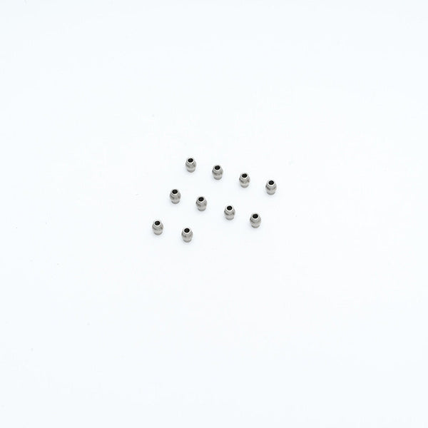 Ten small metal ball heads for RC models on a white background