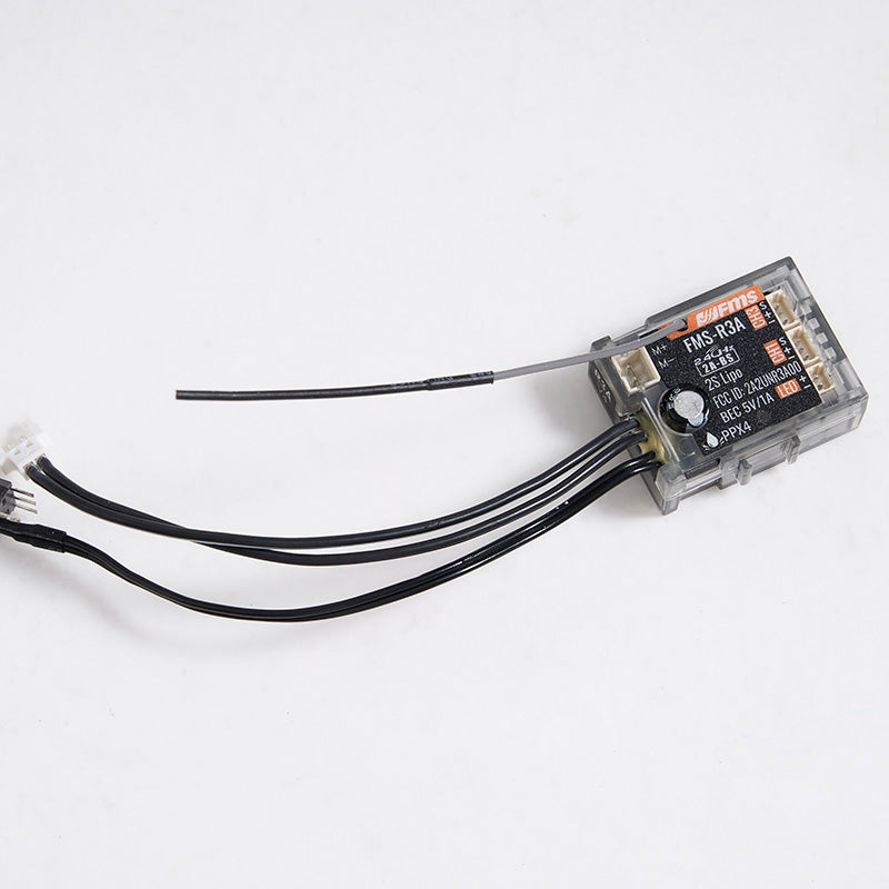 R3A receiver for RC models with wires and antennas, designed for seamless connectivity.