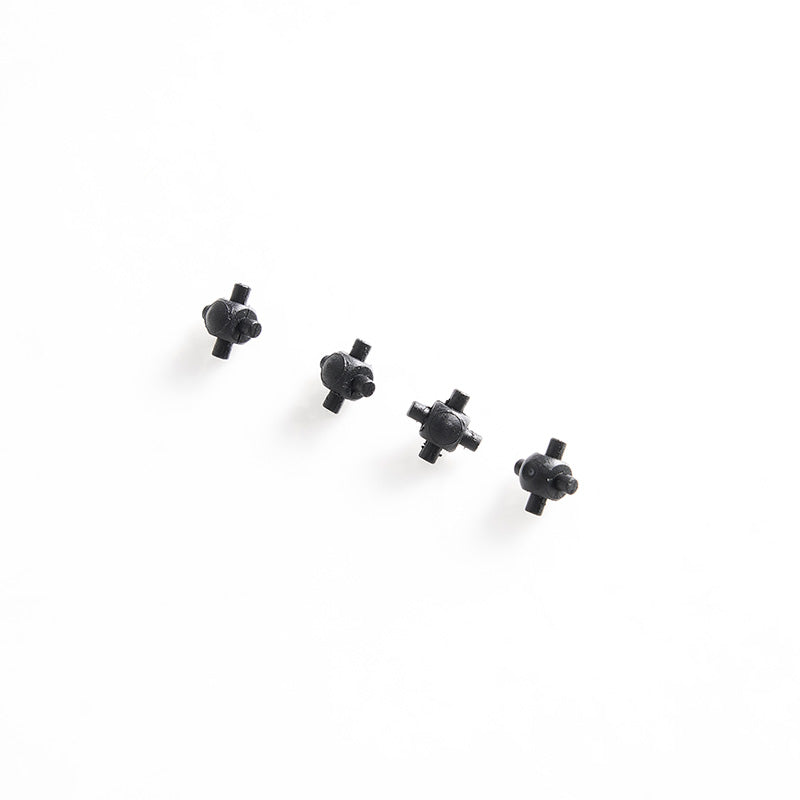 Four black cross joints for RC model assembly and repairs