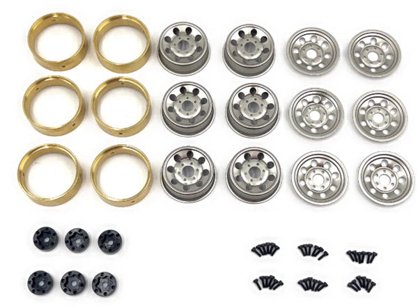 CR18P 6X6 1.2" Steelie Bead Lock Wheels (Silver&Black)