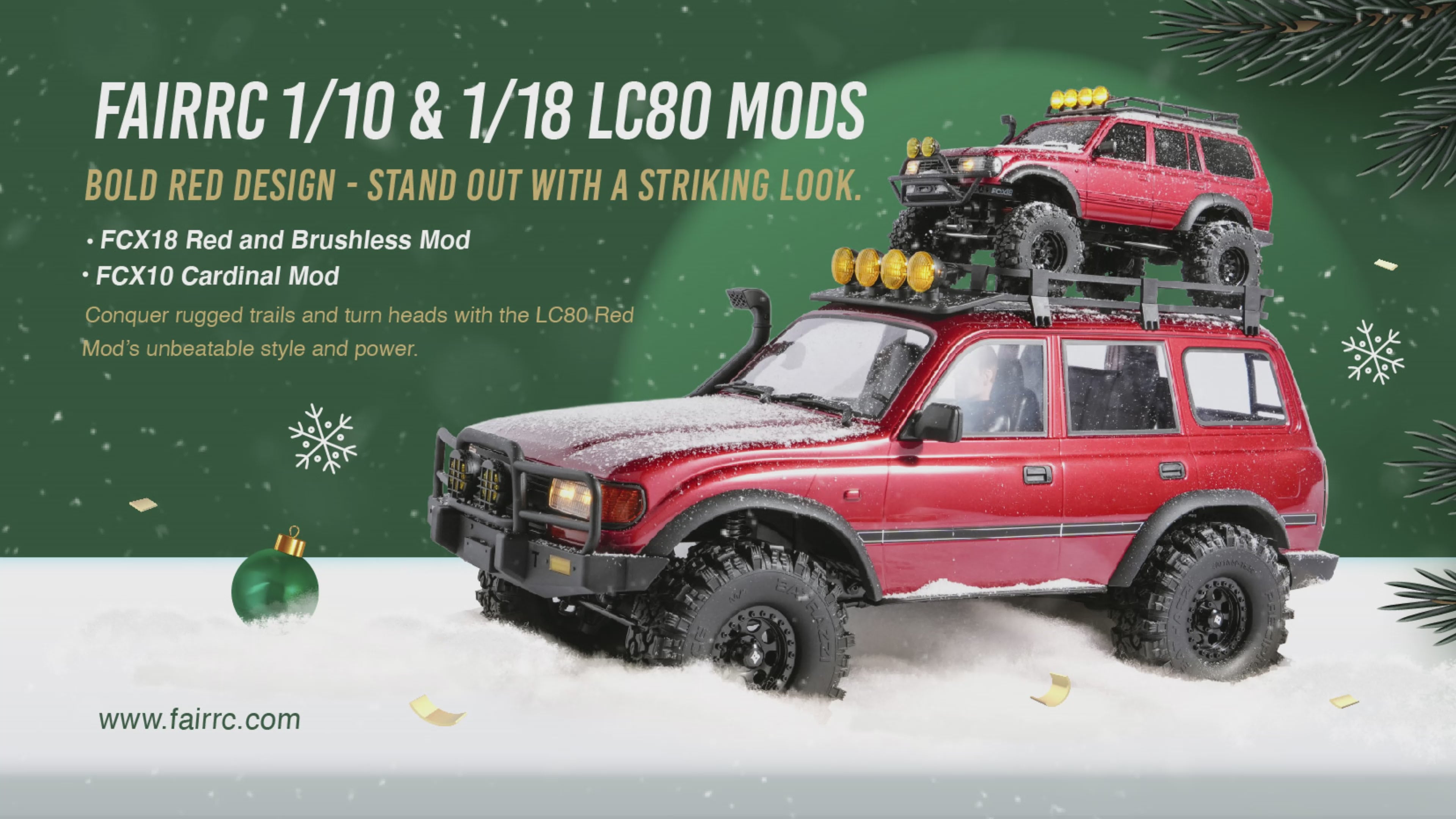 FairRC 1/18 FCX18S LC80 S Red and Brushless Mod RTR RC Crawler