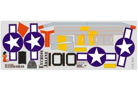 1400mm P-51D Red Tail Decal sheet
