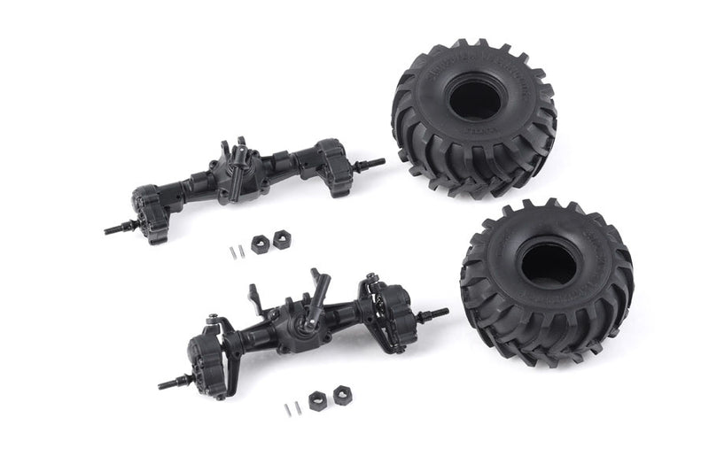 1/24 Smasher V1 Front and Rear Axle Assembly With Differential Set (Free gift 1* Smasher Tires)